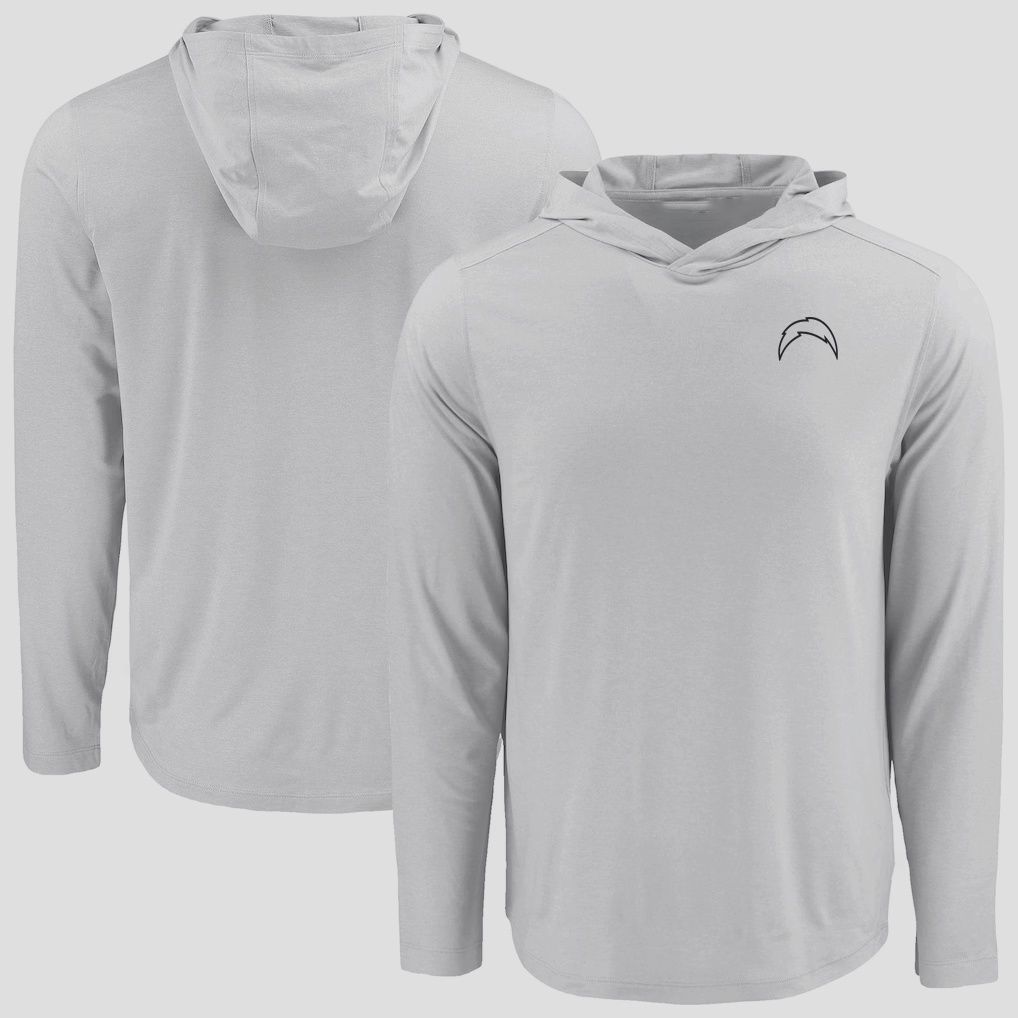Men 2026 NFL Los Angeles Chargers Hooded long sleeved T-shirt grey 06